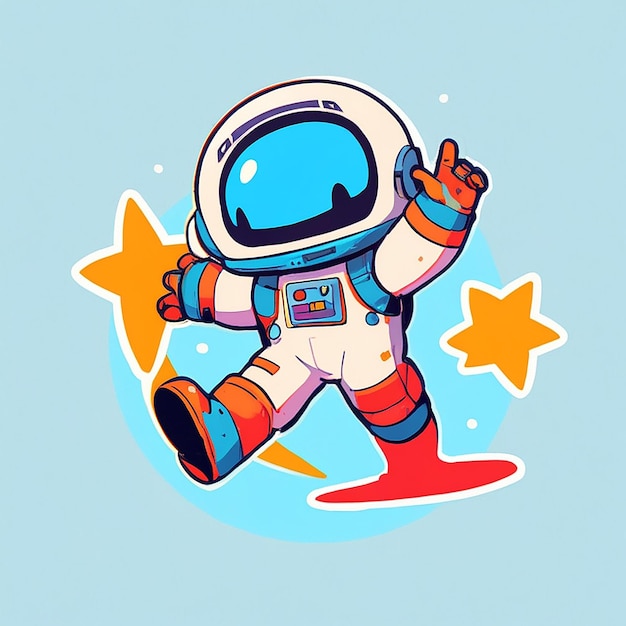 Foto happy astronaut jumping cartoon icon vector ilustração ciência tecnologia icon conceito vector premium isolado