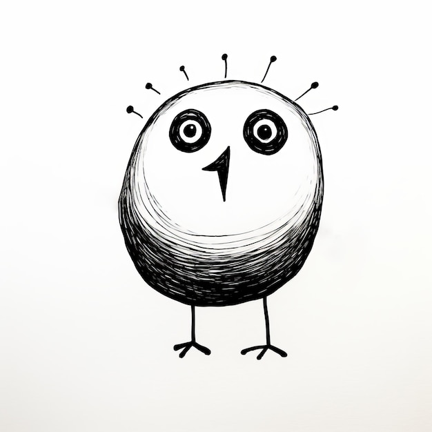 Happy Bird Minimalistische Kinderzeichnung im Negativraum