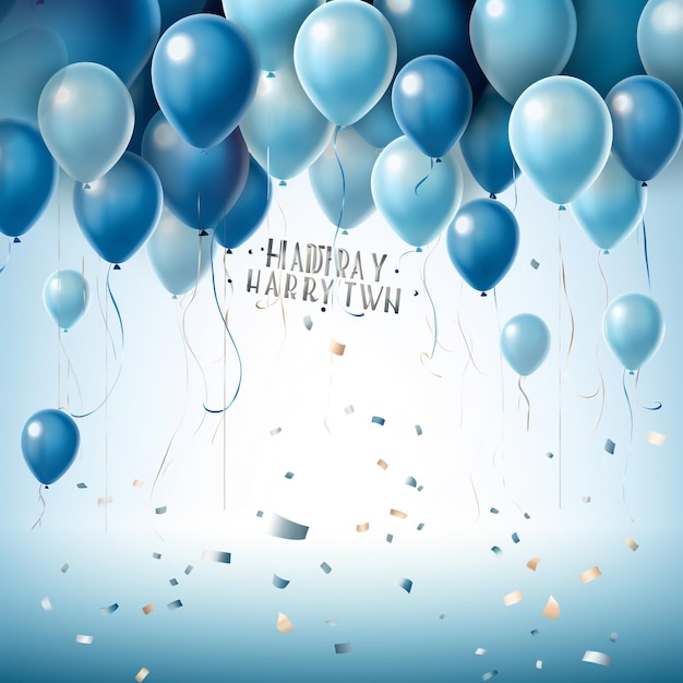 Foto happy birthday greeting card with bunch of colourful balloons vector