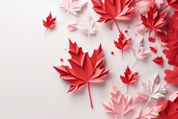 Happy Canada Day. Wir feiern den Geburtstag Kanadas. Kanadier zeigen ihren Stolz auf ihre Geschichte, Kultur und Errungenschaften. Flaggenfeiertag, Ahornblatt, rote Farbe, generative KI