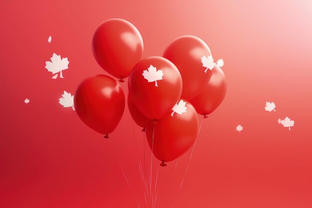 Happy Canada Day. Wir feiern den Geburtstag Kanadas. Kanadier zeigen ihren Stolz auf ihre Geschichte, Kultur und Errungenschaften. Flaggenfeiertag, Ahornblatt, rote Farbe, generative KI