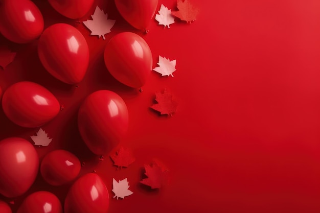 Happy Canada Day. Wir feiern den Geburtstag Kanadas. Kanadier zeigen ihren Stolz auf ihre Geschichte, Kultur und Errungenschaften. Flaggenfeiertag, Ahornblatt, rote Farbe, generative KI