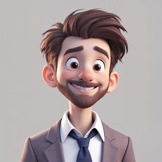 Happy cartoon businessman in a suit