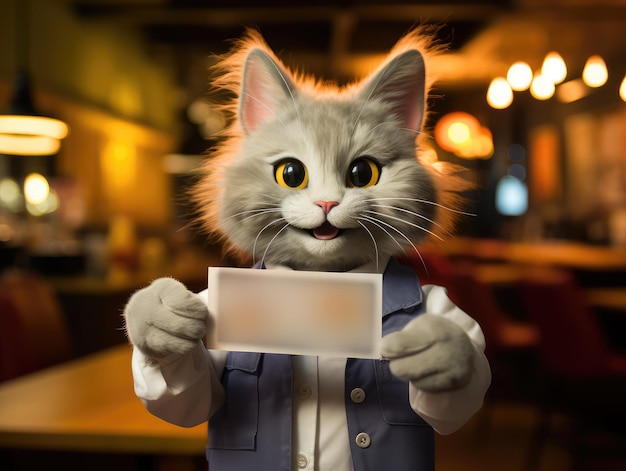 Happy Cat Hold Gift Voucher Cupom de Aniversário Certificado de Vendas Restaurante Voucher de Presente Happy Coupon