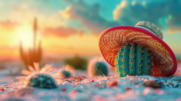 Happy Cinco de Mayo una celebración de la cultura mexicana con tacos de cactus y el espíritu vibrante de México honrando la herencia y la unidad en la fiesta