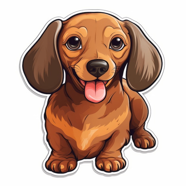 Happy Dachshund Head Sticker Diseño vectorial de estilo de dibujos animados