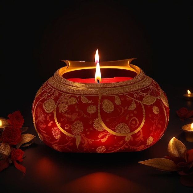 Happy Deepavali de velas o lámparas de aceite