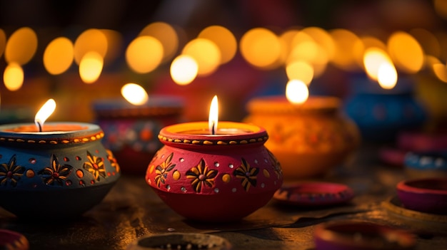 Happy Diwali dekorative Diya Hintergrund der traditionellen Festfeier