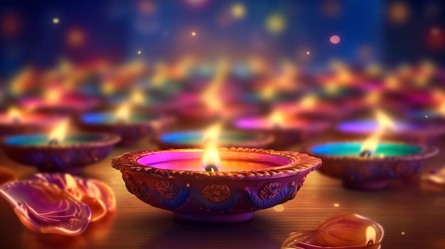 Happy Diwali Un festival indio tradicional Diwali festival diseño de vacaciones Generative Ai