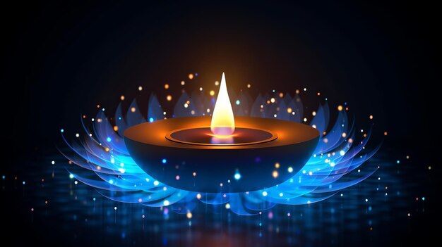 Happy Diwali Polygonale Technologie Diwali Diya Hintergrund Low Poly Blau