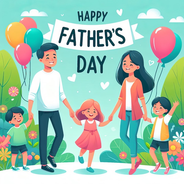 Happy Fathers Day DesignVater und Kinder verbringen gute Zeit zusammenGenerative Ai