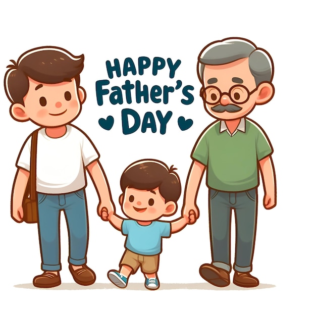 Happy Fathers Day Vorlage Design Foto von Cartoon Vater und Kind zusammen generiert von AI