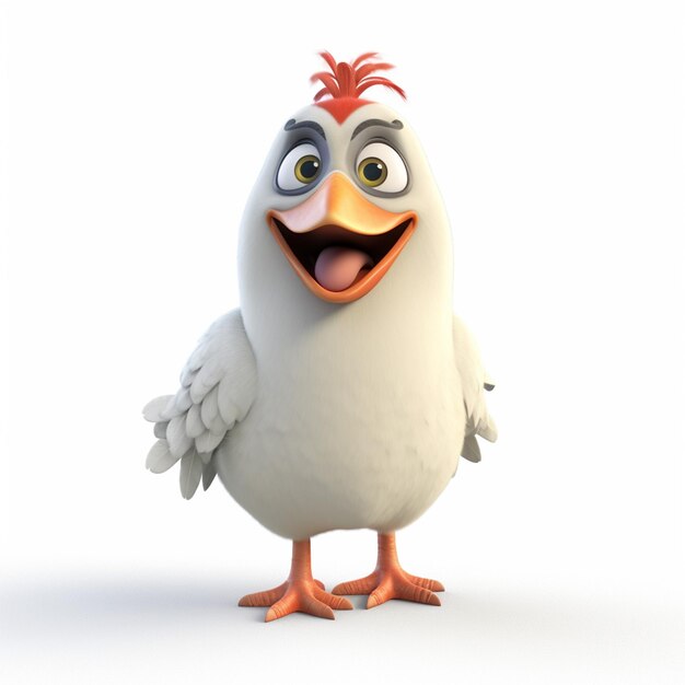 Foto happy friendly chicken em fundo branco pixar