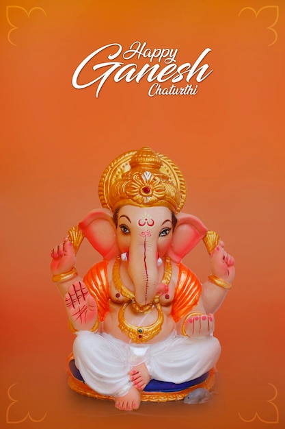 Happy Ganesh Chaturthi Grußkartendesign mit Lord Ganesha Idol