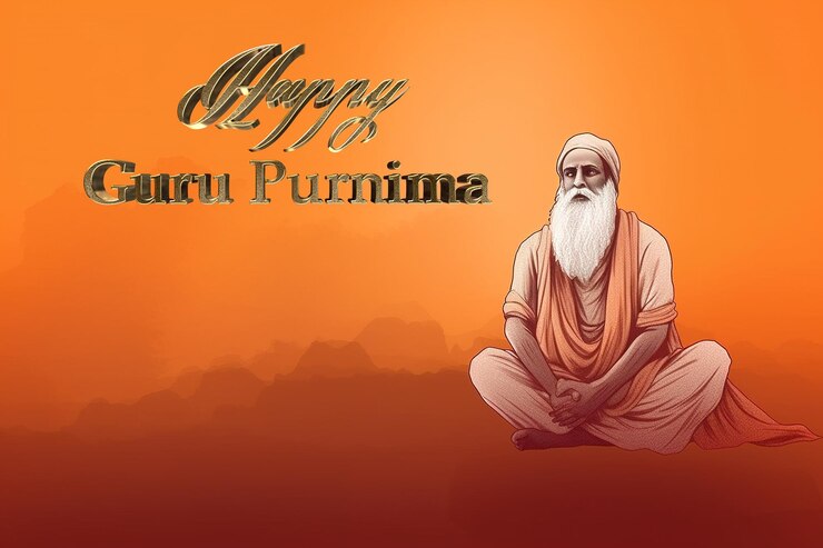 Foto happy guru purnima el día en que nació el primer guru la fiesta del gran sabio vyasa celebración hindú tradicional dedicada a los maestros espirituales iluminados ia generativa