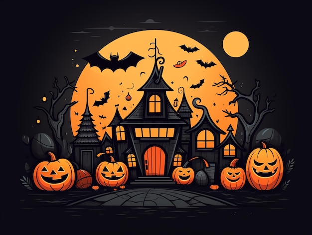 Happy halloween Line Kunstfeier Hintergrundkonzept Urlaubsdesign Illustrationsstil