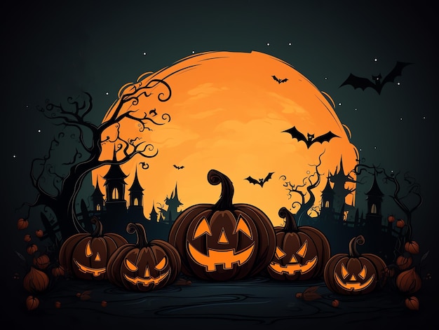 Happy halloween linha de arte celebração conceito de fundo estilo de ilustração de design de feriado