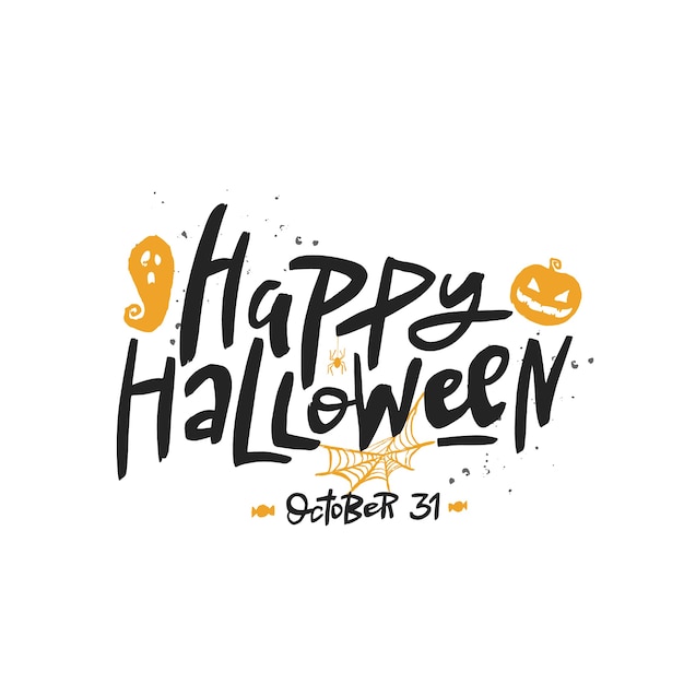 Happy Halloween Schriftzug Pinsel Kalligraphie Handgeschriebene Halloween Typografie