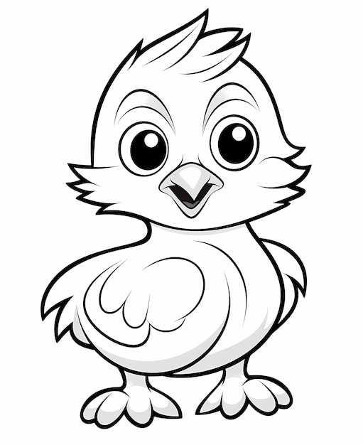 Happy Hen Einfaches und niedliches Cartoon-Hühnchen-Ausmalbild für junge Künstler