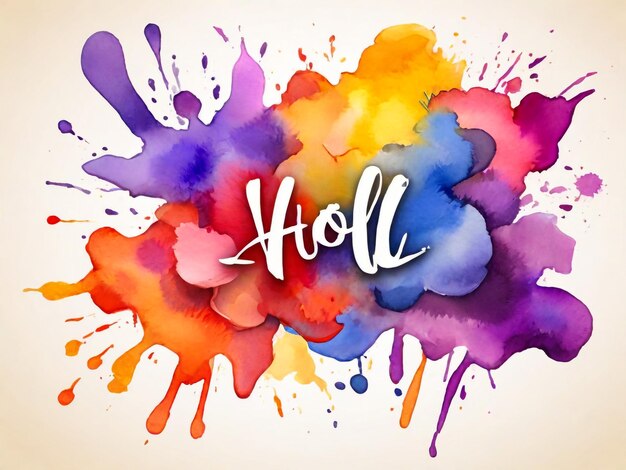 Foto happy holi aquarell hintergrundkonzept designelement und mustertext blau gelb rot orange