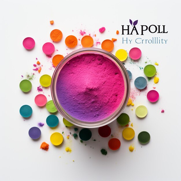 Happy Holi, el festival de colores, publicación en redes sociales sobre fondo blanco.