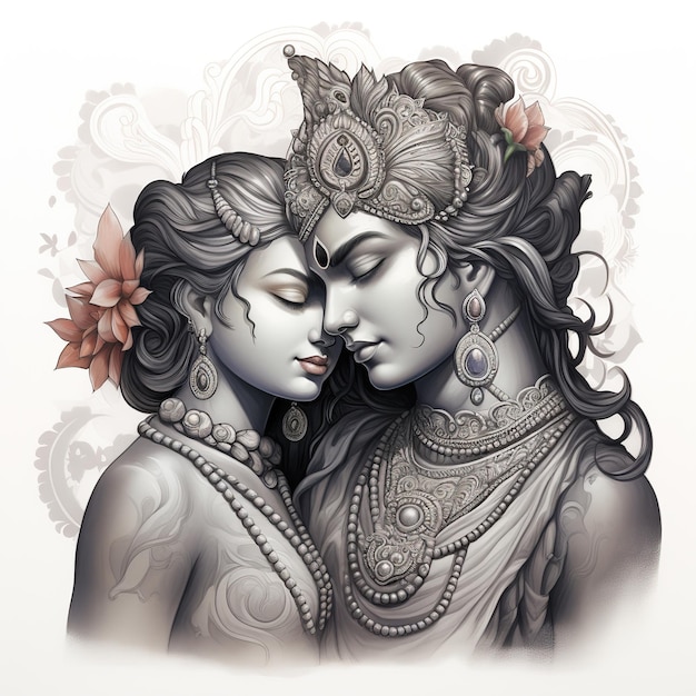 Happy janmashtami Lord Radha Krishna Digital Poster Generative Ai