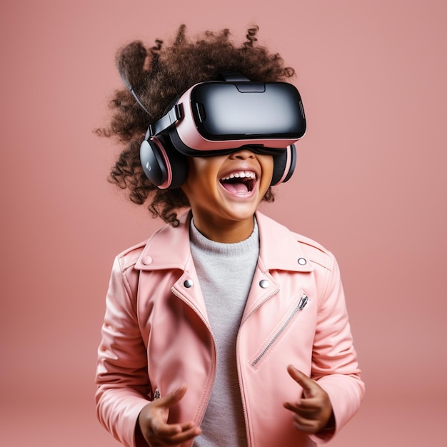 Happy Kid gosta de usar VR, a tecnologia futurista de educação e entretenimento.