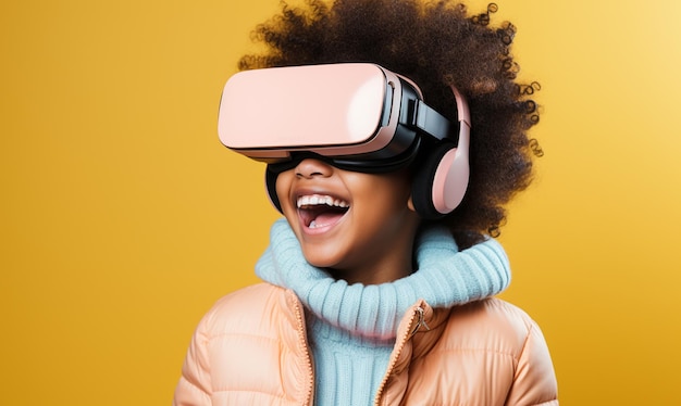 Happy Kid gosta de usar VR, a tecnologia futurista de educação e entretenimento.