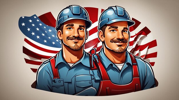 Foto happy labor day poster illustrator labor day konzeptbild