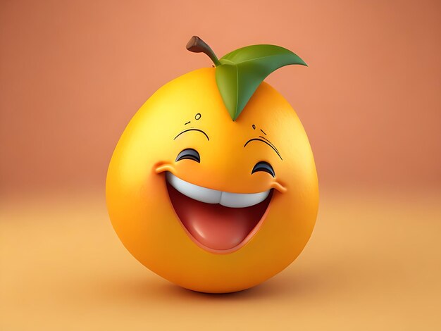Happy Mango con cara sonriente Ilustración 3D Representación 3D generada ai