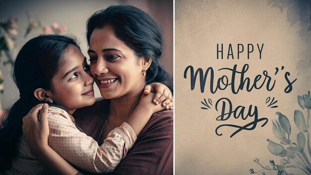Foto happy mothers day foto de madre e hija indias abrazándose el uno al otro happy mother's day text