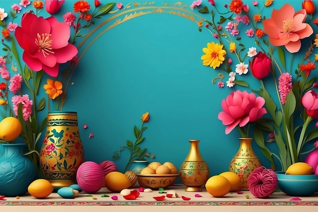 Foto happy nowruz blumiger hintergrund mit leerem raum