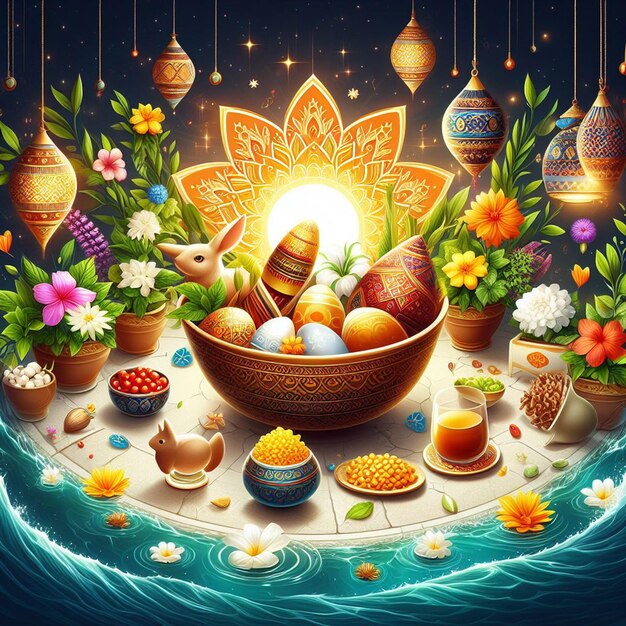 happy nowruz Poster Flyer Banner und nowruz Hintergrund