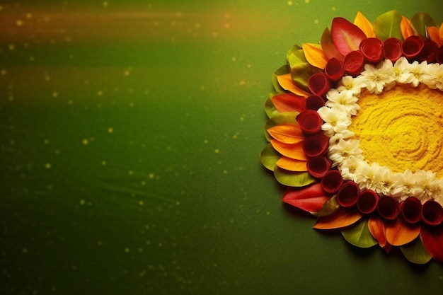 Happy Onam Holiday para o sul da Índia festival para cartão de saudação cartaz título emblema etiqueta tag antigo festival hindu de Kerala Malayalis Harvest Sadya Thiruvathira Kali Generative AI