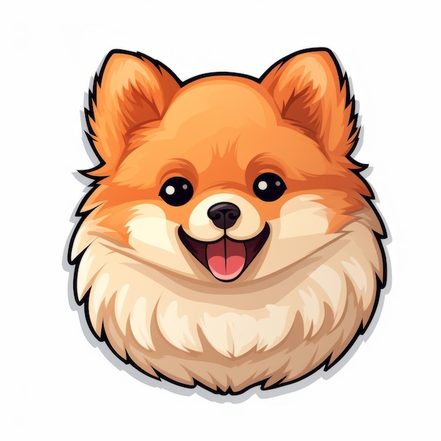 Happy Pomeranian Sticker de desenho animado Icon de cachorro bonito