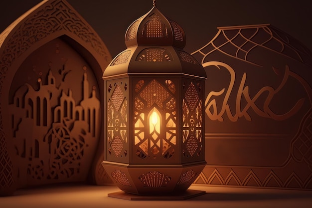 Happy Ramadan Kareem Moschee Laterne Illustrator AI Generative