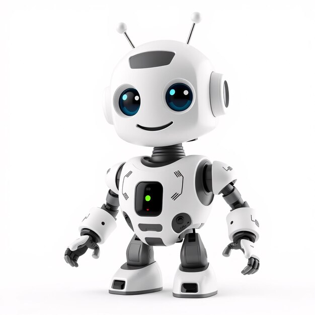 Happy robot 3d ai-charakter chat bot maskot isoliert auf weißem hintergrund gpt chatbot-symbol