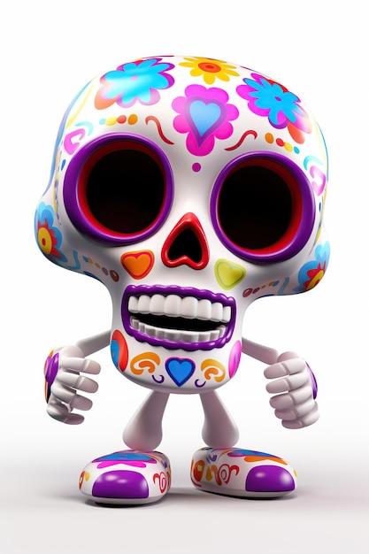 Happy Skull 3D-Renderstil AI generiert