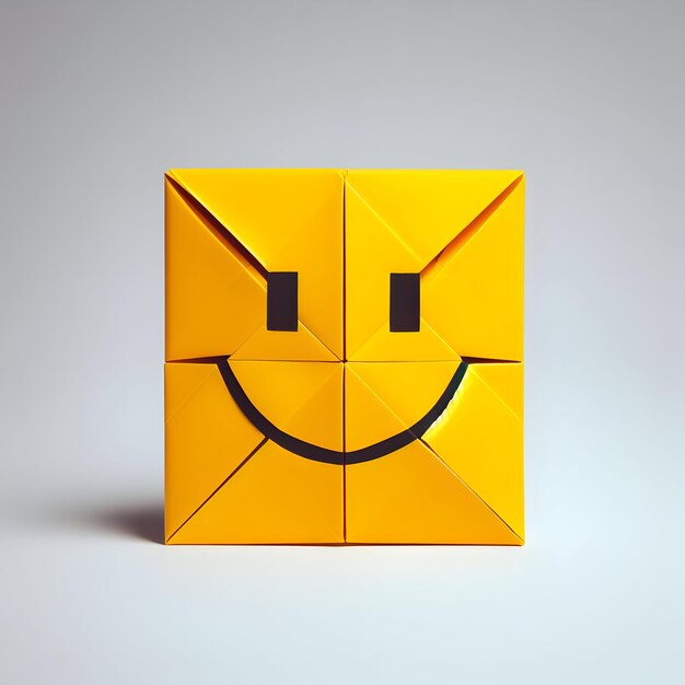 Foto happy smiley-ikonen im origami-stil