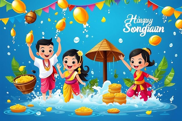 Happy Songkran Poster Vorlage Vektor