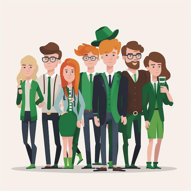 Happy St. Patrick's Day Illustration Shamrock verlässt Bierkrug und Hut