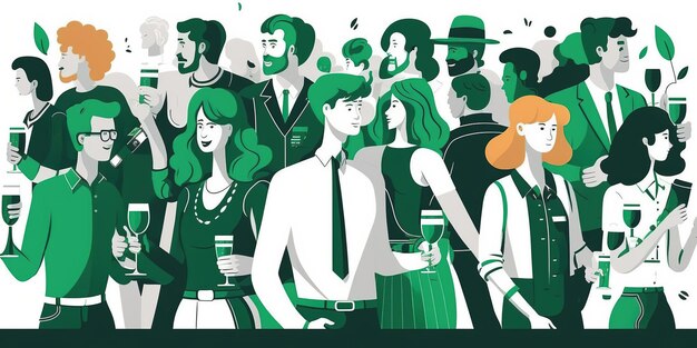 Happy St. Patrick's Day Illustration Shamrock verlässt Bierkrug und Hut