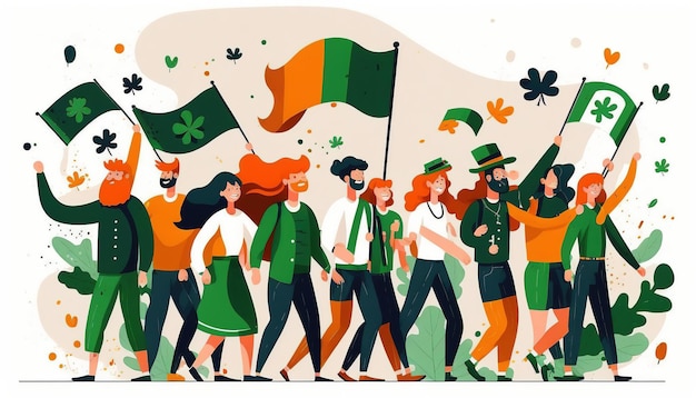 Happy St. Patrick's Day Illustration Shamrock verlässt Bierkrug und Hut