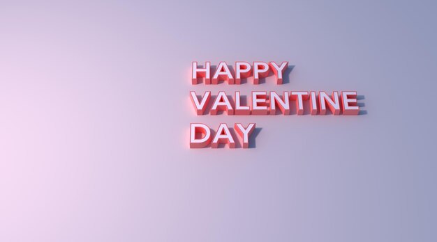 happy valentine day text rosa farbe auf grauem hintergrund 3d illustration rendering. Urlaubskonzept