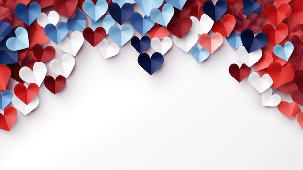 Happy Valentine's Day Banner Hintergrunddesign mit vielen Herzen auf weißem Hintergrund