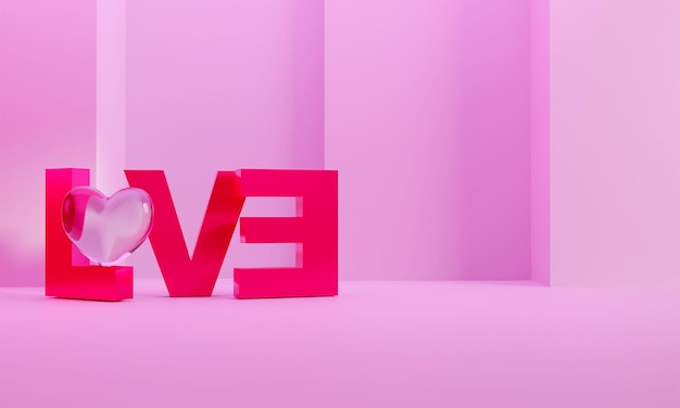 Happy Valentine's Day Love Text 3D-Darstellung