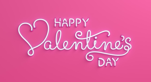 Foto happy valentines day 3d-neon-texthintergrund