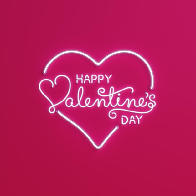 Happy Valentines Day 3D-Neon-Texthintergrund