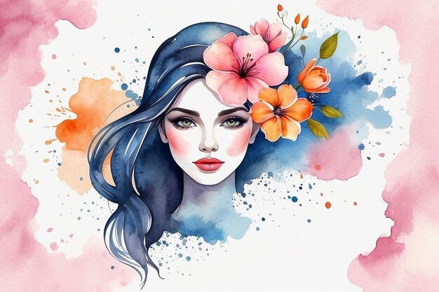 Happy Womens Day Vector Hintergrund mit Aquarell Ar