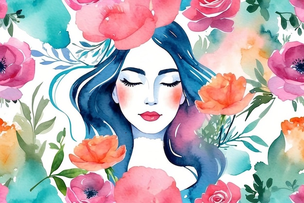 Happy Womens Day Vector Hintergrund mit Aquarell Ar